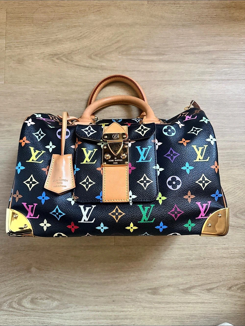 Louis Vuitton Murakami Vintage Speedy 35 Black Multicolor Monogram Bag